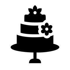 floral tiered cake silhouette on transparent background for web and graphic design