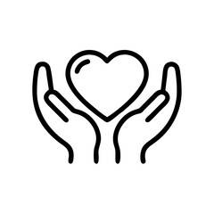 heart in hands care support on transparent background for web and graphic design