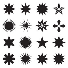 Star vector icons. Stars collection. Star icon. Stars in modern simple flat style. Black stars, vector illustration