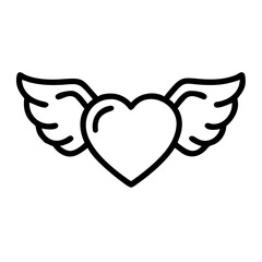 heart with wings on transparent background for web and graphic design