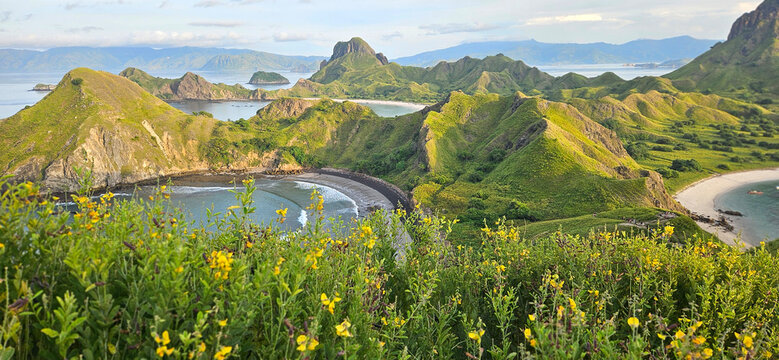 Landscape of the Padar viewpoint in Padar island in Kodomo national park, Indonesia