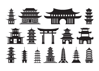 Pagoda vector, Pagoda clipart, Pagoda silhouette