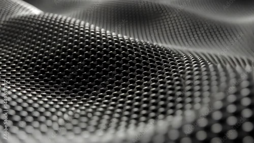 Poster close up of sleek black textured surface featuring modern pattern of hexagonal shapes, creating dyna