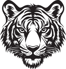 Minimalist Black Ink Vector Tiger Clean Line Art of a Big White Tiger, No Shadow, Simple Shapes, Die-Cut Silhouette Design for Vinyl, Stencil, for Graphic Use