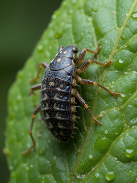 Black willow bark louse or cottonwood scale, Chionaspis salicis, on berries Vaccinium. Soft scales, wax scales or tortoise scales, Coccidae.