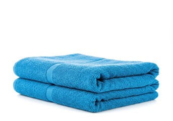 Soft Blue Cotton Bath Towels Stacked Clean Fresh Luxury Spa Dry Home Pile Teal Relax Azure Water