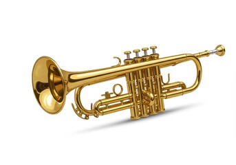 Obraz premium Shiny Golden Trumpet Musical Instrument Professional Quality Detailed Closeup Studio Shot band note