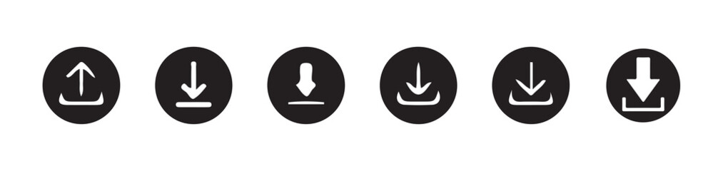 Download and upload icon. Files download and upload icons symbol in line and flat style on white background.Software download icon . Web icon set . Icons collection. Vector illustration eps 10.