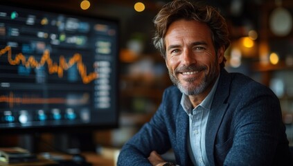 Smiling businessman in office setting
