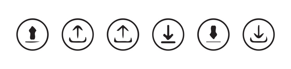 Download and upload icon. Files download and upload icons symbol in line and flat style on white background.Software download icon . Web icon set . Icons collection. Vector illustration eps 10.