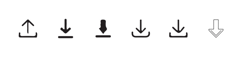 Download and upload icon. Files download and upload icons symbol in line and flat style on white background.Software download icon . Web icon set . Icons collection. Vector illustration eps 10.