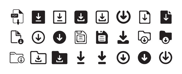 Download and upload icon. Files download and upload icons symbol in line and flat style on white background.Software download icon . Web icon set . Icons collection. Vector illustration eps 10.