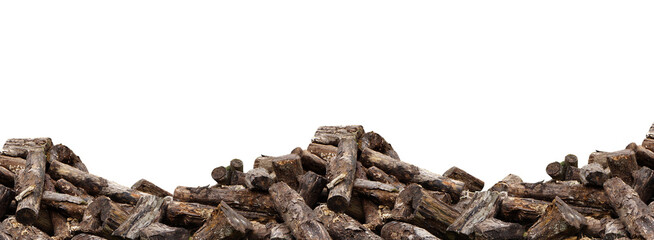 Stack of Dry Firewood Logs on transparent Background