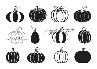Pumkin vector, Pumkin clipart, Pumkin silhouette
