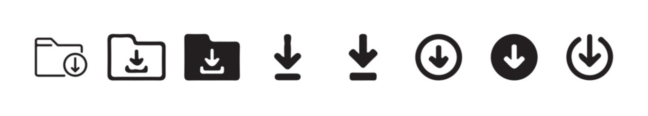 download folder icon, file document import icon sign with arrow down.Downloading file icon set on black and white design. vector illustration eps 10.