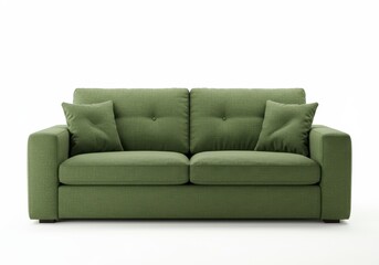Modern Green Sofa Two Cushions Comfortable Furniture Home Decor Living Room Interior Design Stylish