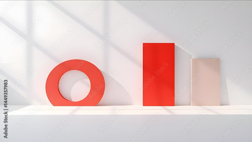 Wall mural minimalist visual with sharp bold color areas and soft shadows