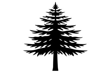 Obraz premium Simple Small Pine Tree Silhouette Illustration for Cozy Interiors, Elegant Small Pine Tree Silhouette Print for Rustic Spaces