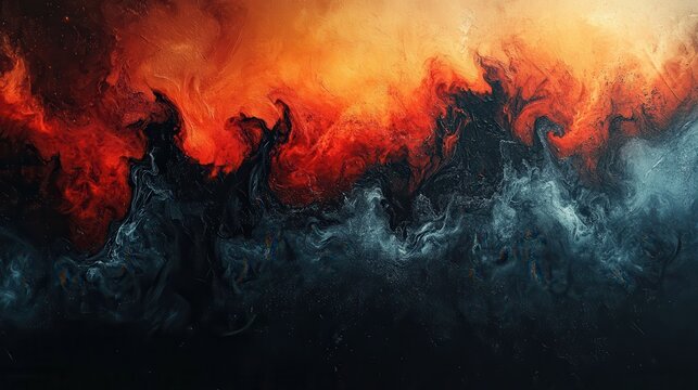 Abstract swirling colors blend into fiery chaos