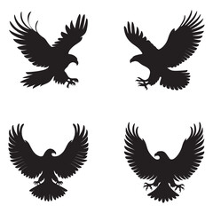 Obraz premium Majestic Eagle Silhouette Vector Set - Dynamic Bird of Prey Illustrations