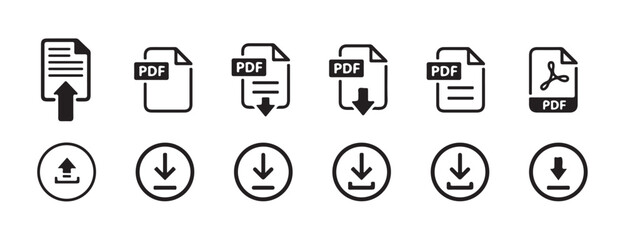 Download icon set. or PDF file format icons set. PDF file download symbols. Format for texts, images, vector images, videos. vector illustration eps 10.