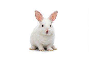 Obraz premium Adorable White Baby Bunny Rabbit Fluffy Soft Pet Animal paw fur cute hare long ears eyes nose tail