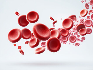 3d illustration of human red blood cells isolated on white background, concept for medical health care.