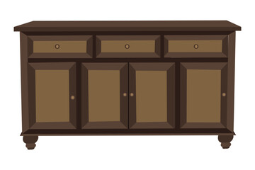 Realistic Wooden Cupboard Vector Isolated – Perfect for Kitchen or Bedroom Decor
