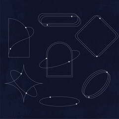 Minimalist Geometric Shapes /Line frame with Star Highlights Collection/monoline frame