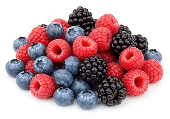 Fresh Raspberries Blueberries Blackberries Summer Fruit Mix Healthy Delicious Berries Red Food Pile