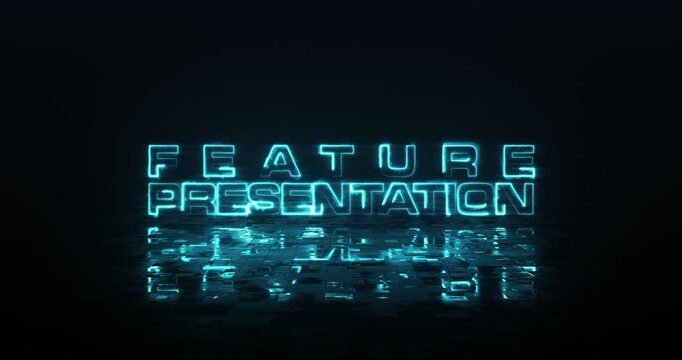 Feature Presentation loop for home theater. Futuristic cyberpunk style.