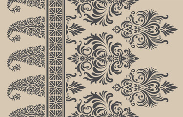 Ethnic Motifs Ikat floral paisley embroidery floral. ikat Saree Sarong oriental pattern traditional.Ikat embroidery style abstract embroidery design for texture,fabric,clothing,wrapping,decoration © Thitichot