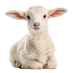 Fototapeta premium Adorable Baby Lamb Posing Against a White Background