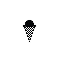 A scoop of ice cream in a cone silhouette on white background