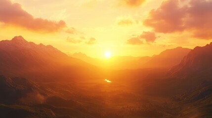Fototapeta premium Majestic Sunset over the Golden Mountains