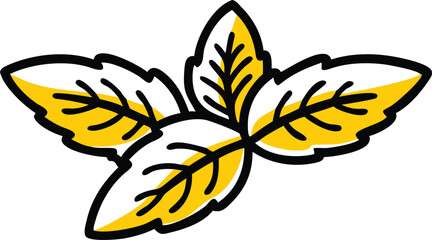 Mint Vegetable Vector Illustration Isolated on White Background