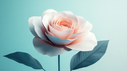 Serene Pastel Rose: A 3D Rendered Floral Masterpiece