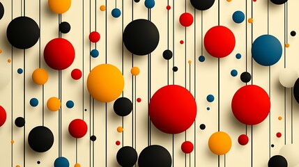 Colorful floating spheres against linear background