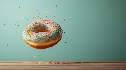 Floating Donut Delight: A Sweet Treat in Mid-Air