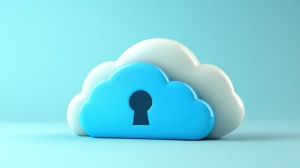 Secured Cloud Data:  A 3D Render of a Cloud with a Keyhole, Symbolizing Secure Cloud Storage and Data Protection.