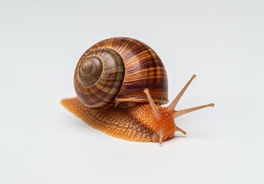 Brown Garden Snail Shell Closeup Detailed Texture Nature Slow Land Life Macro White Animal Spiral