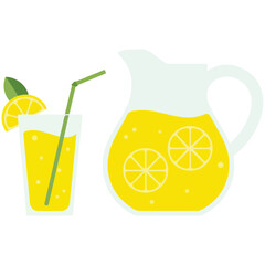 Refreshing lemonade drink vector art isolated on white background