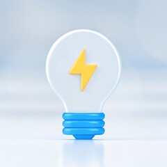 3D Lightbulb Icon Design for Innovation, Creativity, and Digital Idea Visualization Tools