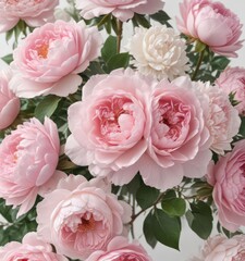 Fresh pink rose and peony bunch on white  Perfect for feminine designs ,  delicate,  image,  nature