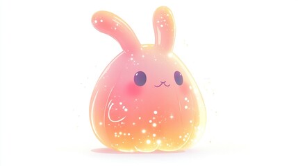Cute, glowing, jelly-like rabbit character