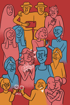 A crowd of people celebrating an event