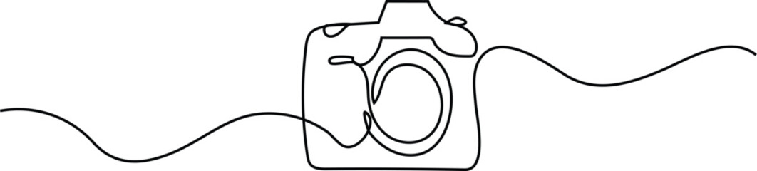 Camera single line drawing. One line vector ,logo icon,  Vector art illustration 