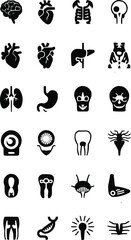  black silhouette set of human anatomy illustrations,