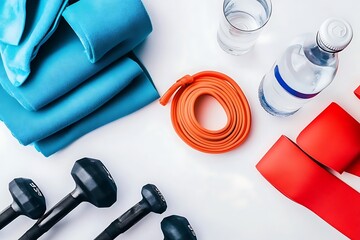 minimalist gym flat lay