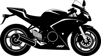 Obraz premium A black sport motorbike with chrome wheels is isolated on a white background, ready for a fast road ride